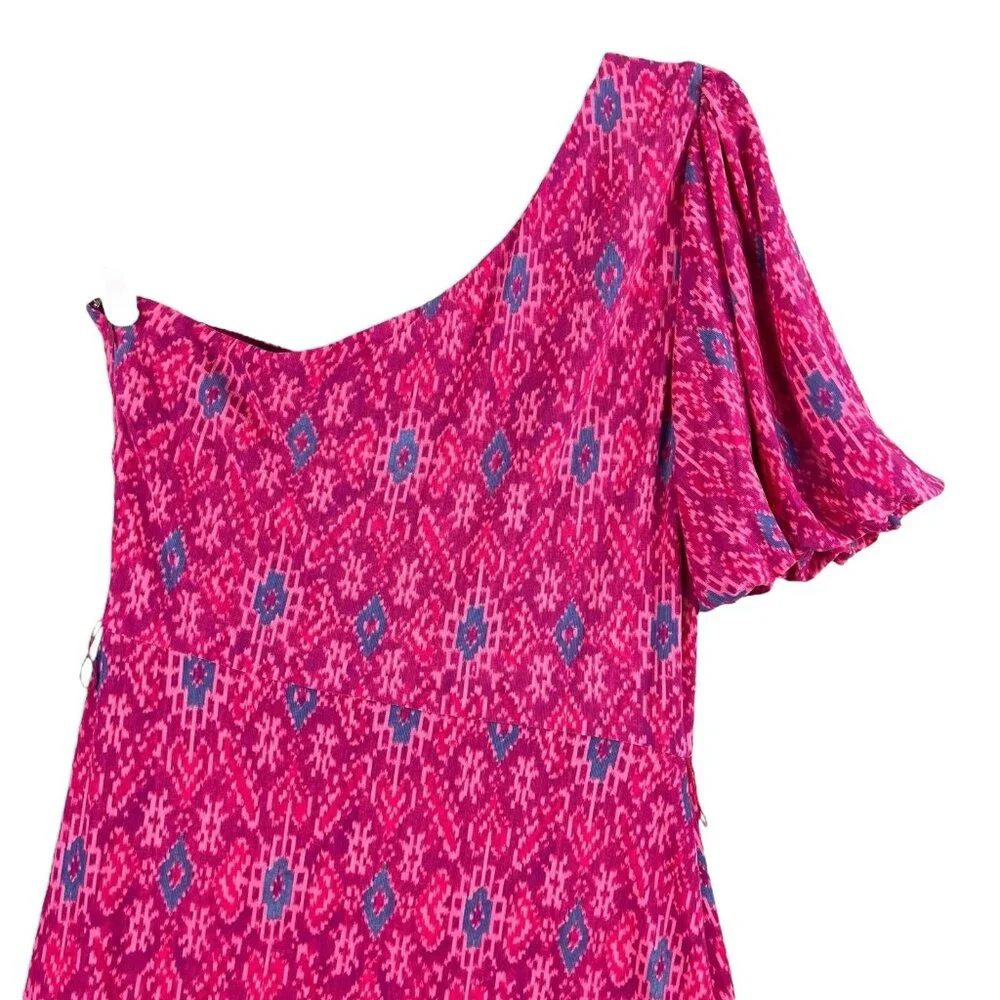 LAUREN Ralph Lauren Women Ruffle Dress Sz 10 Fuchsia Multi Geo High Low Hem NWT - Picture 14 of 14